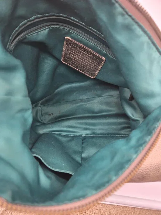 Coach Kristen Metallic Slouch Leather Handbag Hobo Shoulder Bag Front Pocket w/ - Picture 7 of 12